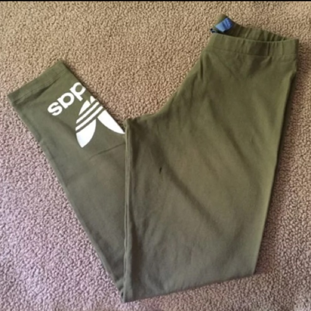 ❤❤SOLD❤❤ Adidas Trefoil Olive Tights - Picture 1 of 6